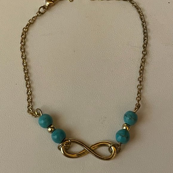 Blue Turquoise Color Bead Bracelet - Picture 2 of 2